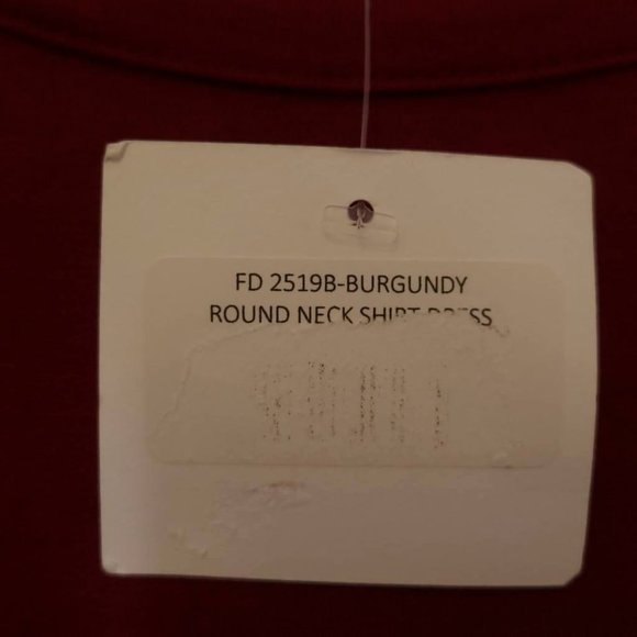 Fraiche By J Womens T Shirt Dress Burgundy Knee Length Long‎ Sleeve Sash L - Picture 7 of 8